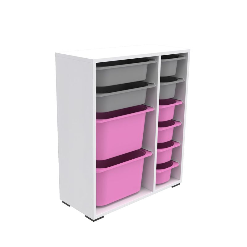 Casa si Gradina - Mobilier - Organizare si depozitare - Cutii depozitare - Dulap multifunctional, Hanah Home, pal melaminat, alb gri roz, 69.5x30x83 cm - Infinity.ro