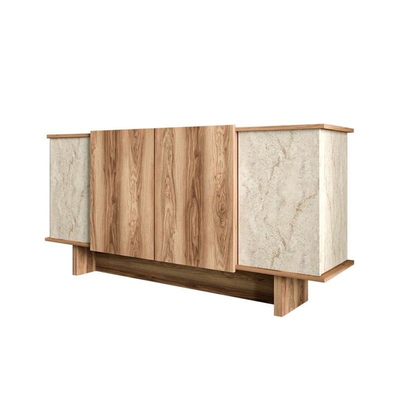 Casa si Gradina - Mobilier - Comode si corpuri - Console - Consola, Hanah Home, pal melaminat, travertin si nuc, 180x40x81 cm - Infinity.ro