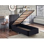 Casa si Gradina - Mobilier - Saltele si somiere - Somiere - Somiera cu tablie, Hanah Home, otel, stofa soho, negru, 120x200 cm - Infinity.ro