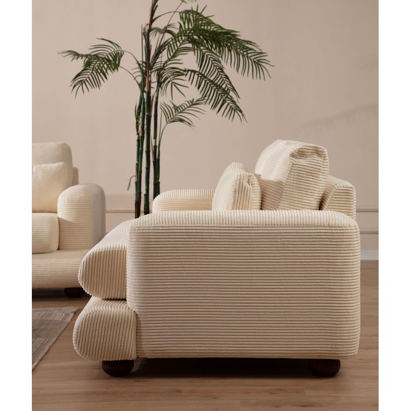 Casa si Gradina - Mobilier - Canapele si coltare - Canapele - Canapea 3 locuri, Hanah Home, lemn fag si pal, bej, 230x105x90 cm - Infinity.ro