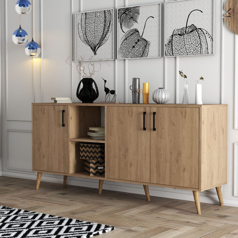 Casa si Gradina - Mobilier - Comode si corpuri - Console - Consola, Hanah Home, pal melaminat, stejar, 180x45x80 cm, 389MZA2205 - Infinity.ro
