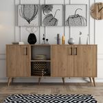 Casa si Gradina - Mobilier - Comode si corpuri - Console - Consola, Hanah Home, pal melaminat, stejar, 180x45x80 cm, 389MZA2205 - Infinity.ro