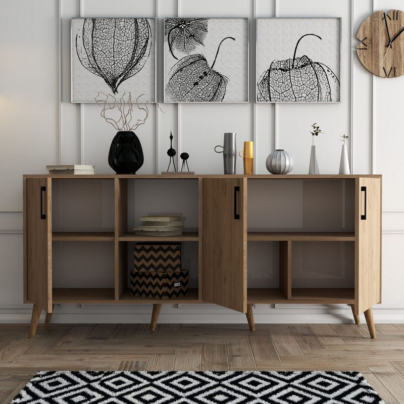 Casa si Gradina - Mobilier - Comode si corpuri - Console - Consola, Hanah Home, pal melaminat, stejar, 180x45x80 cm, 389MZA2205 - Infinity.ro