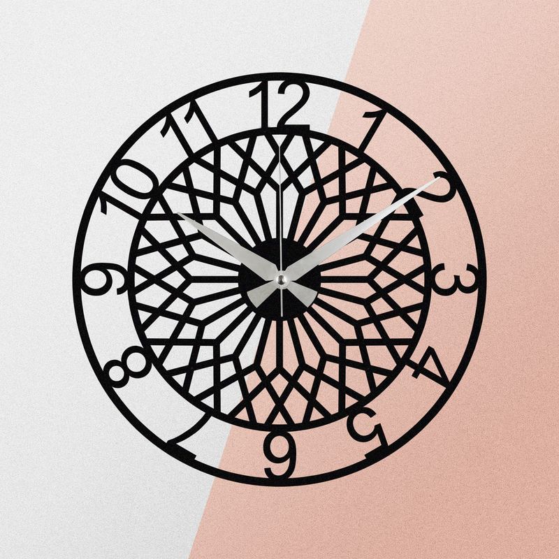 Casa si Gradina - Decoratiuni - Ceasuri - Ceas de perete decorativ, Wallxpert, metal, negru, 48x48 cm, 279ENZ1409 - Infinity.ro