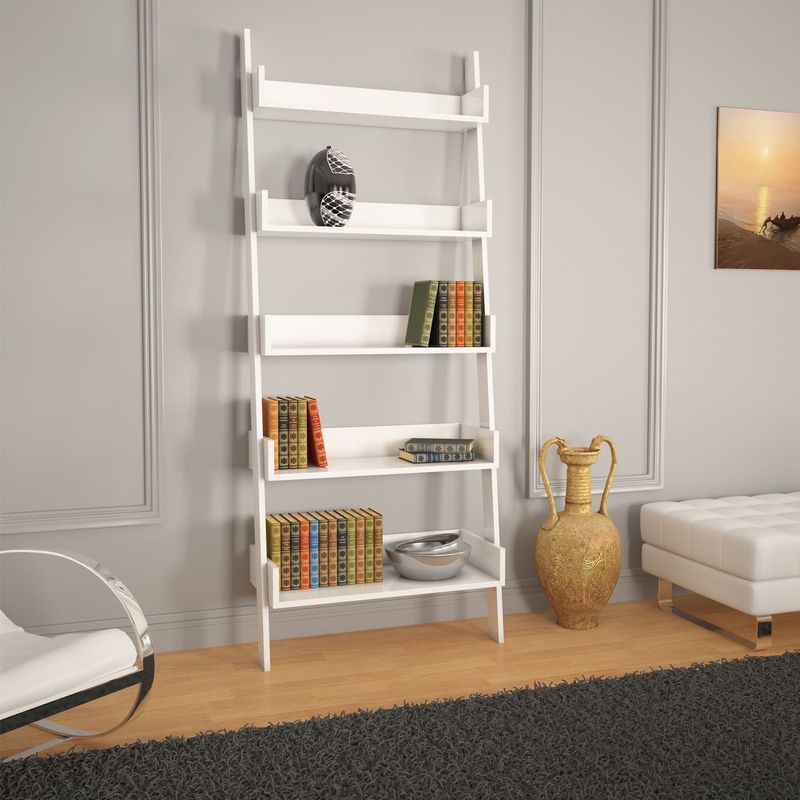 Casa si Gradina - Mobilier - Biblioteci si rafturi - Biblioteci - Biblioteca, Hanah Home, pal melaminat, alb, 80x32x195 cm - Infinity.ro