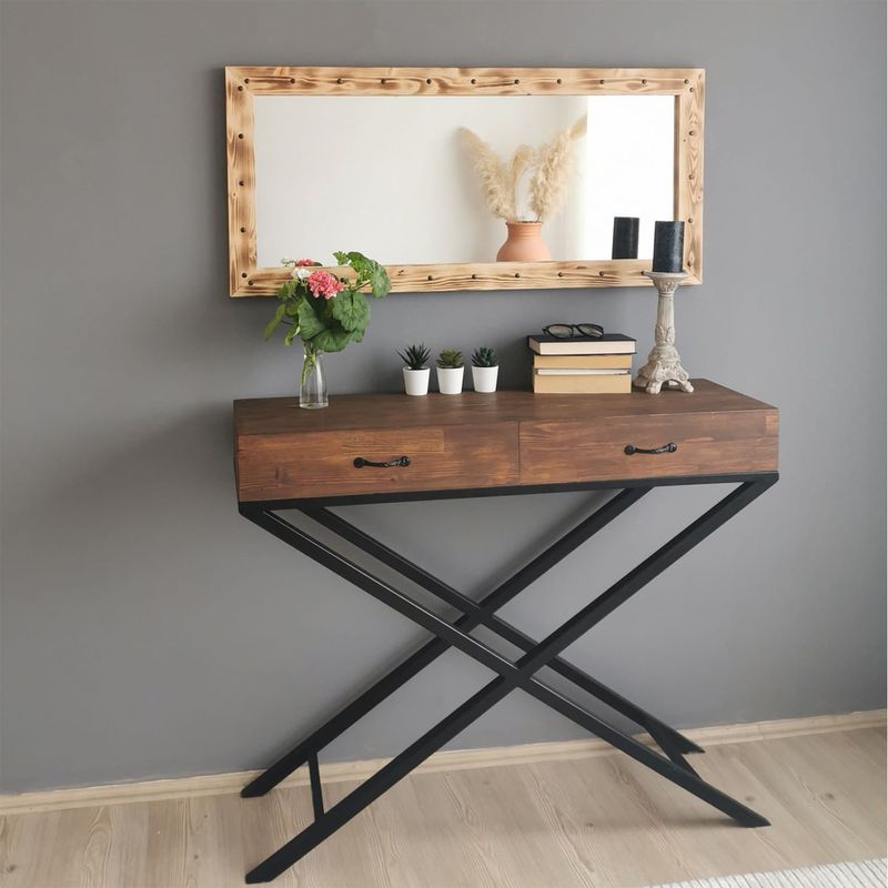 Casa si Gradina - Decoratiuni - Oglinzi - Oglinda, Hanah Home, lemn masiv de pin, nuc, 110x50 cm - Infinity.ro