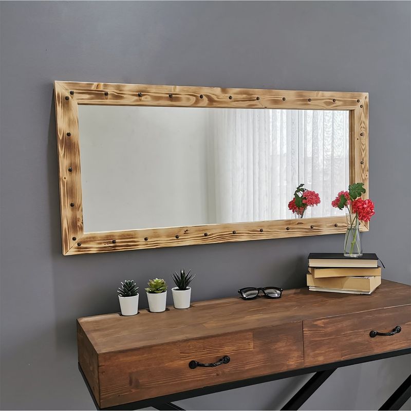 Casa si Gradina - Decoratiuni - Oglinzi - Oglinda, Hanah Home, lemn masiv de pin, nuc, 110x50 cm - Infinity.ro