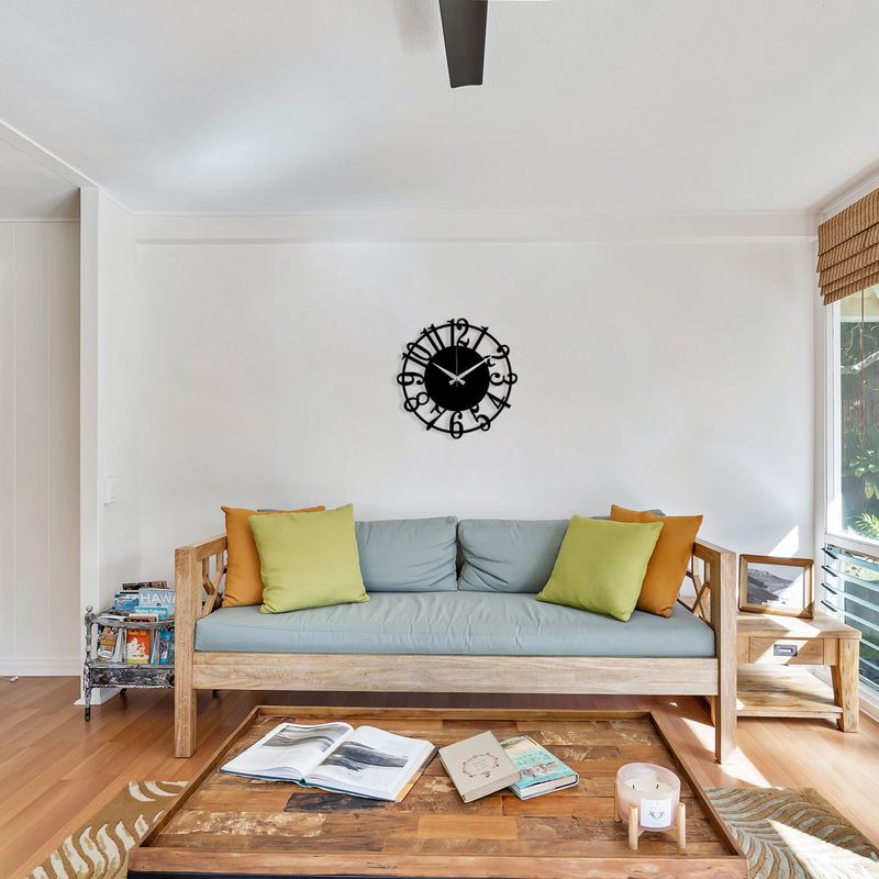 Casa si Gradina - Decoratiuni - Ceasuri - Ceas de perete decorativ, Wallxpert, metal, negru, 48x48 cm, 279ENZ1406 - Infinity.ro