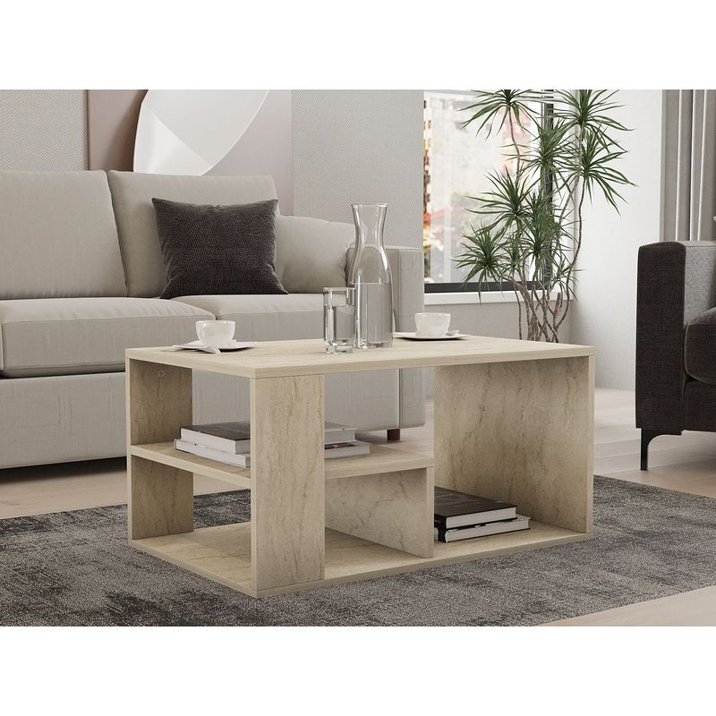 Casa si Gradina - Mobilier - Mese si birouri - Masute de cafea - Masuta de cafea, Hanah Home, pal melaminat, travertin, 80x40x50 cm - Infinity.ro
