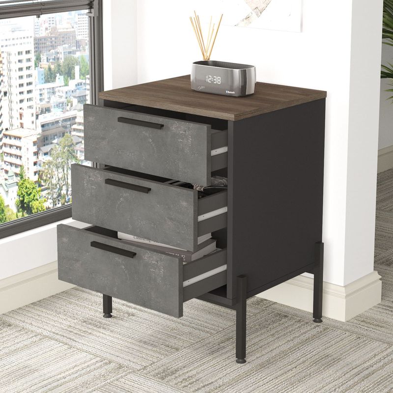 Casa si Gradina - Mobilier - Mese si birouri - Birouri - Set mobilier birou, Hanah Home, panou aglomerat melaminat, maro gri antracit, birou 180x75x89.5 cm, masa 80x46.3x60 cm, sertar 54x70x44.5 cm - Infinity.ro