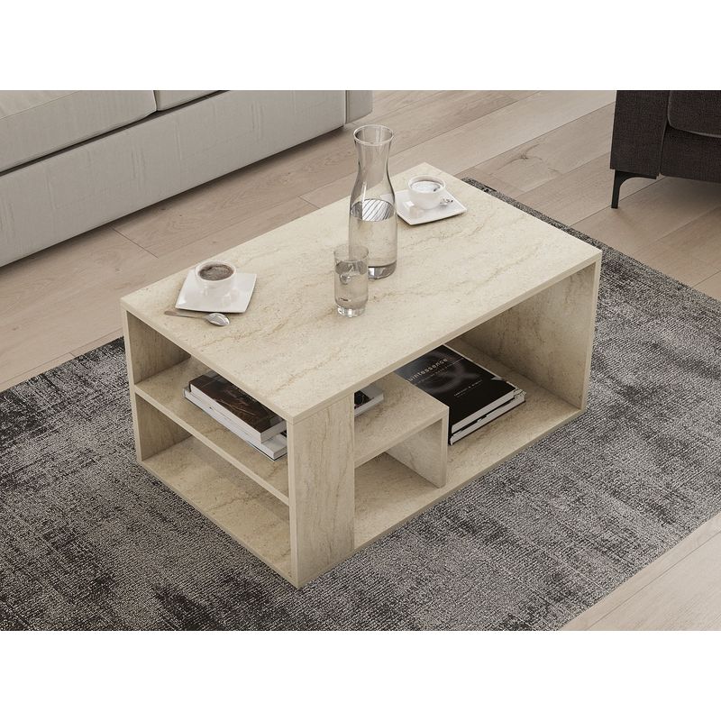 Casa si Gradina - Mobilier - Mese si birouri - Masute de cafea - Masuta de cafea, Hanah Home, pal melaminat, travertin, 80x40x50 cm - Infinity.ro