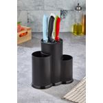Casa si Gradina - Bucatarie si vesela - Organizare si depozitare bucatarie - Suporturi tacamuri si vase - Organizator bucatarie, Hermia, plastic, negru, 22x12x22 cm - Infinity.ro