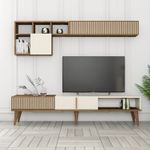 Casa si Gradina - Mobilier - Comode si corpuri - Comode - Comoda tv, Hanah Home, pal melaminat, nuc si crem, 180x40x35 cm - Infinity.ro