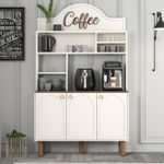 Casa si Gradina - Mobilier - Comode si corpuri - Corpuri bucatarie - Dulap bar de cafea, Hanah Home, pal melaminat, crem, 120x35x203 cm - Infinity.ro