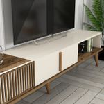 Casa si Gradina - Mobilier - Comode si corpuri - Comode - Comoda tv, Hanah Home, pal melaminat, nuc si crem, 180x40x35 cm - Infinity.ro