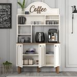 Casa si Gradina - Mobilier - Comode si corpuri - Corpuri bucatarie - Dulap bar de cafea, Hanah Home, pal melaminat, crem, 120x35x203 cm - Infinity.ro