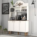 Casa si Gradina - Mobilier - Comode si corpuri - Corpuri bucatarie - Dulap bar de cafea, Hanah Home, pal melaminat, crem, 120x35x203 cm - Infinity.ro