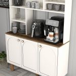 Casa si Gradina - Mobilier - Comode si corpuri - Corpuri bucatarie - Dulap bar de cafea, Hanah Home, pal melaminat, crem, 120x35x203 cm - Infinity.ro