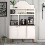 Casa si Gradina - Mobilier - Comode si corpuri - Corpuri bucatarie - Dulap bar de cafea, Hanah Home, pal melaminat, crem, 120x35x203 cm - Infinity.ro