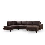 Casa si Gradina - Mobilier - Canapele si coltare - Coltare - Coltar, Hanah Home, lemn de fag si pal, maro, 200x314x155 cm - Infinity.ro
