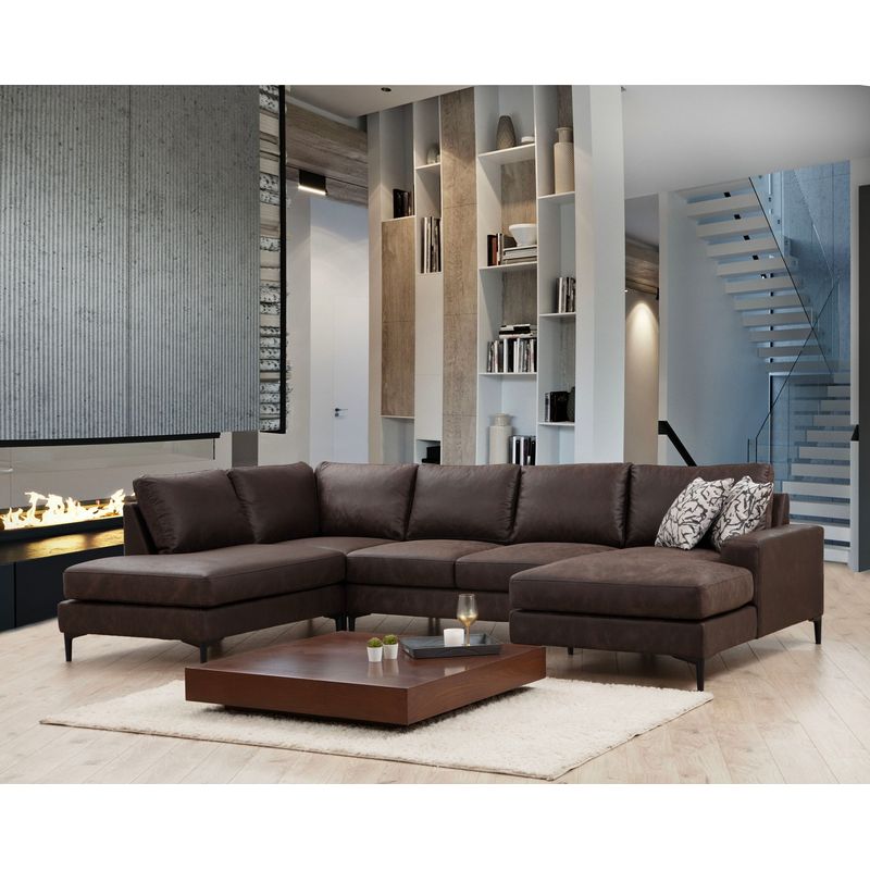 Casa si Gradina - Mobilier - Canapele si coltare - Coltare - Coltar, Hanah Home, lemn de fag si pal, maro, 200x314x155 cm - Infinity.ro