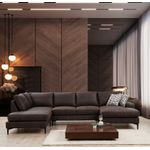 Casa si Gradina - Mobilier - Canapele si coltare - Coltare - Coltar, Hanah Home, lemn de fag si pal, maro, 200x314x155 cm - Infinity.ro