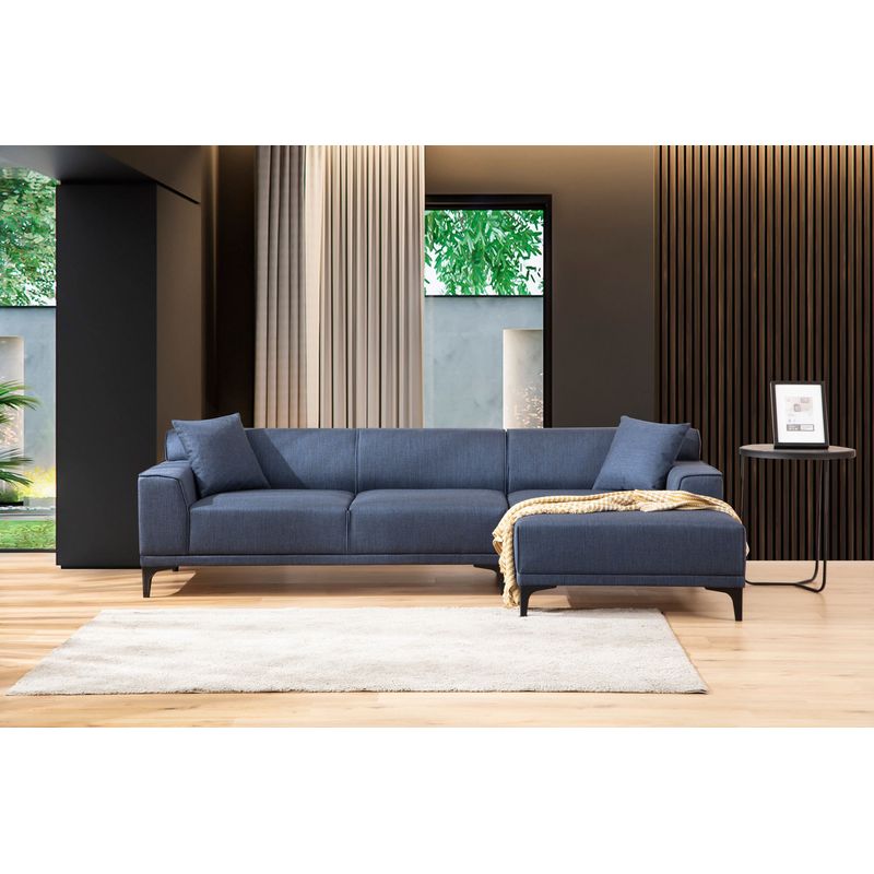 Casa si Gradina - Mobilier - Canapele si coltare - Coltare - Coltar, Hanah Home, lemn de fag, albastru, 145x250x87 cm - Infinity.ro