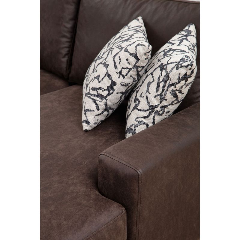 Casa si Gradina - Mobilier - Canapele si coltare - Coltare - Coltar, Hanah Home, lemn de fag si pal, maro, 200x314x155 cm - Infinity.ro