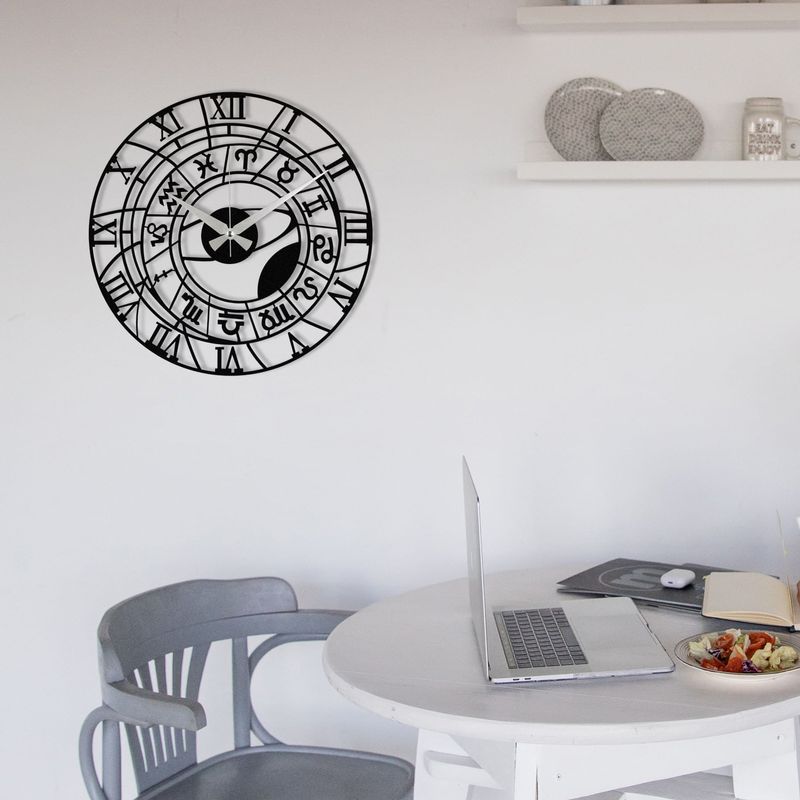 Casa si Gradina - Decoratiuni - Ceasuri - Ceas de perete decorativ, Wallxpert, metal, negru, 48x48 cm, 279ENZ1425 - Infinity.ro