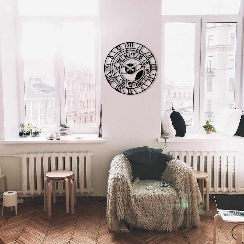 Casa si Gradina - Decoratiuni - Ceasuri - Ceas de perete decorativ, Wallxpert, metal, negru, 48x48 cm, 279ENZ1425 - Infinity.ro