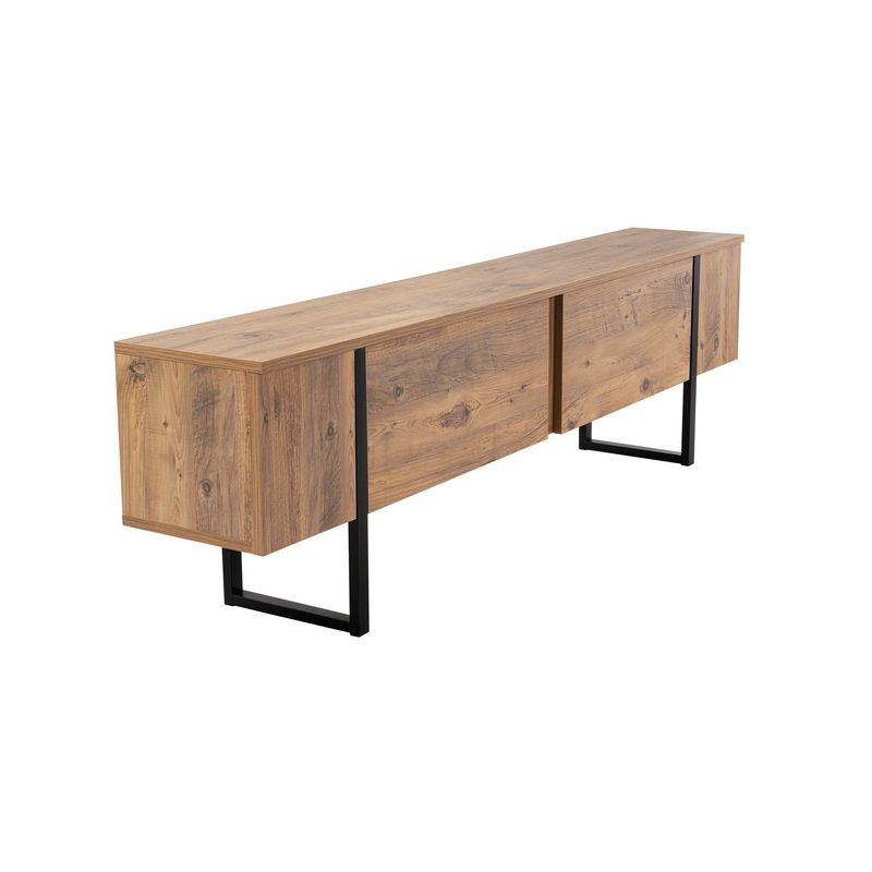 Casa si Gradina - Mobilier - Comode si corpuri - Comode - Comoda tv, Hanah Home, pal melaminat, pin atlantic si negru, 180x45x30 cm - Infinity.ro