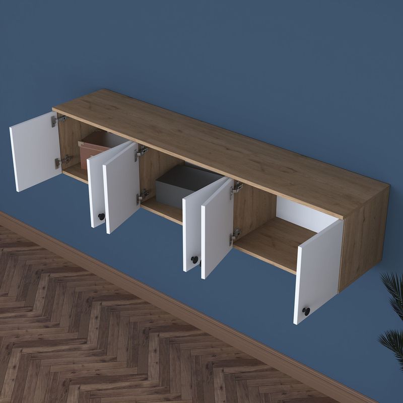 Casa si Gradina - Mobilier - Comode si corpuri - Corpuri bucatarie - Dulap multifunctional, Hanah Home, pal melaminat, nuc si alb, 179.6x43.6x37.5 cm - Infinity.ro