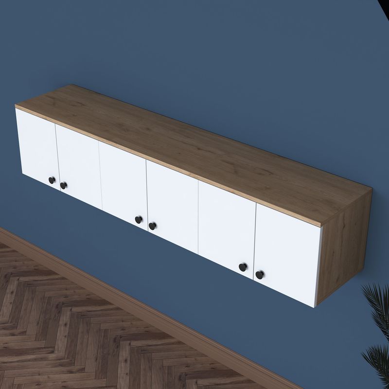 Casa si Gradina - Mobilier - Comode si corpuri - Corpuri bucatarie - Dulap multifunctional, Hanah Home, pal melaminat, nuc si alb, 179.6x43.6x37.5 cm - Infinity.ro