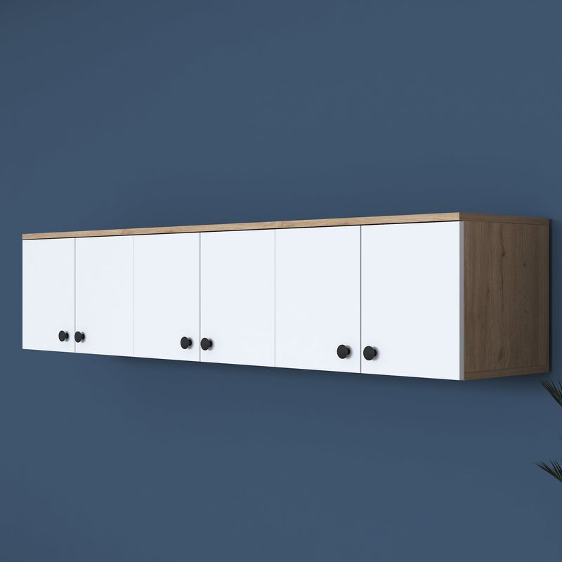 Casa si Gradina - Mobilier - Comode si corpuri - Corpuri bucatarie - Dulap multifunctional, Hanah Home, pal melaminat, nuc si alb, 179.6x43.6x37.5 cm - Infinity.ro