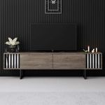 Casa si Gradina - Mobilier - Comode si corpuri - Comode - Comoda tv, Hanah Home, pal melaminat, nuc si negru, 180x30x48 cm, 618BLY1280 - Infinity.ro