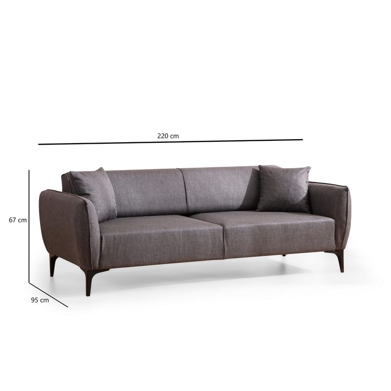 Casa si Gradina - Mobilier - Canapele si coltare - Canapele - Canapea 3 locuri, Atelier Del Sofa, lemn fag si pal, gri inchis, 220x95x67 cm - Infinity.ro