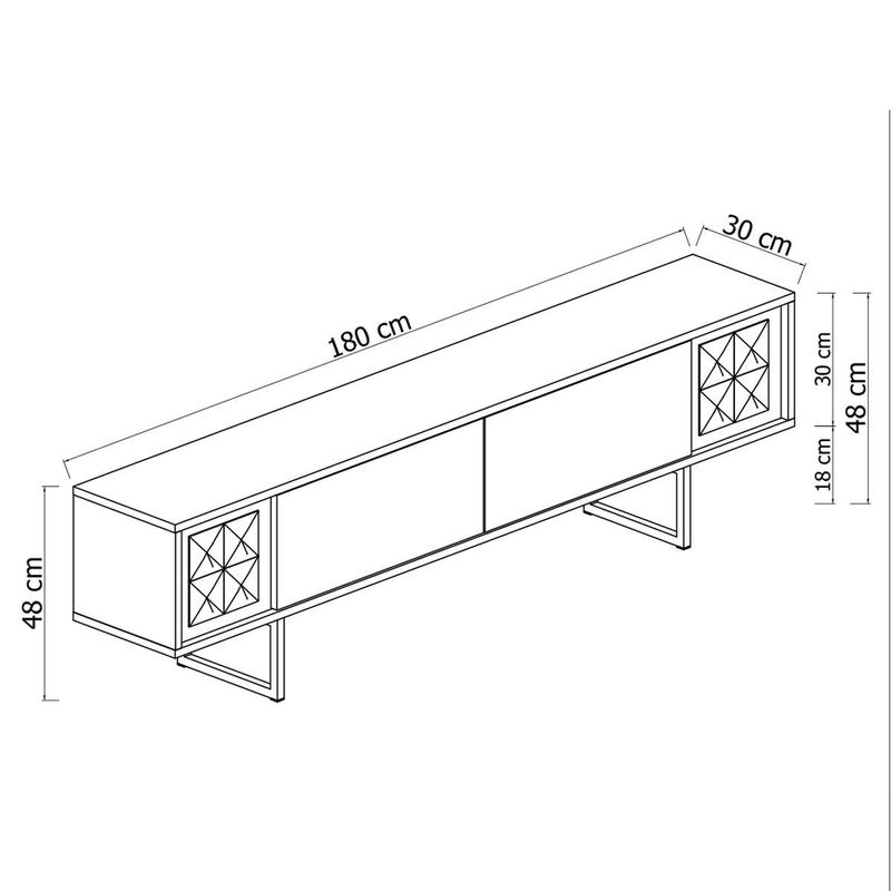 Casa si Gradina - Mobilier - Comode si corpuri - Comode - Comoda tv, Hanah Home, pal melaminat, nuc si negru, 180x30x48 cm, 618BLY1280 - Infinity.ro