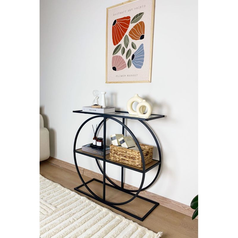 Casa si Gradina - Mobilier - Comode si corpuri - Console - Consola, Hanah Home, pal melaminat, pin atlantic, sticla transparenta, 80x30x83 cm - Infinity.ro