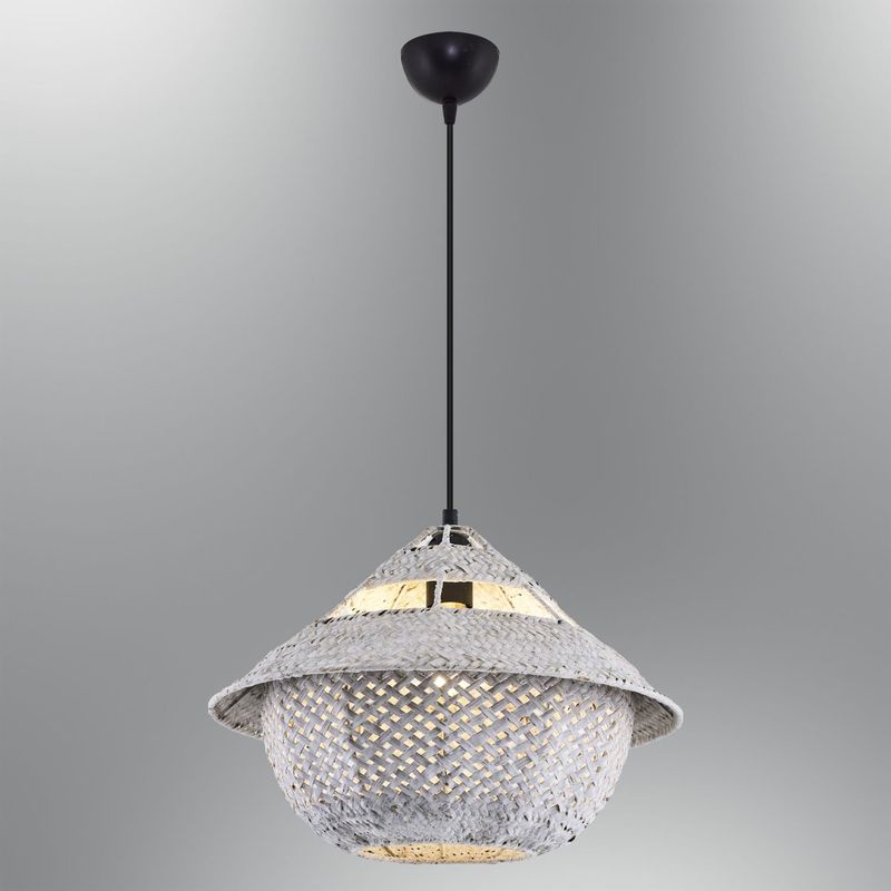 Casa si Gradina - Corpuri si surse de iluminat - Lustre si pendule - Candelabru, Opviq, plastic cu ratan, alb, diametru 40 cm, inaltime 120 cm, 701CHD1800 - Infinity.ro