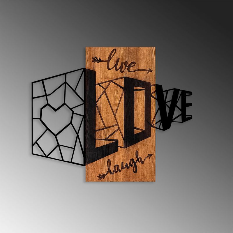 Casa si Gradina - Decoratiuni - Decoratiuni perete - Accesoriu decorativ de perete, Wallxpert, lemn si metal, nuc, negru, 68x58 cm - Infinity.ro