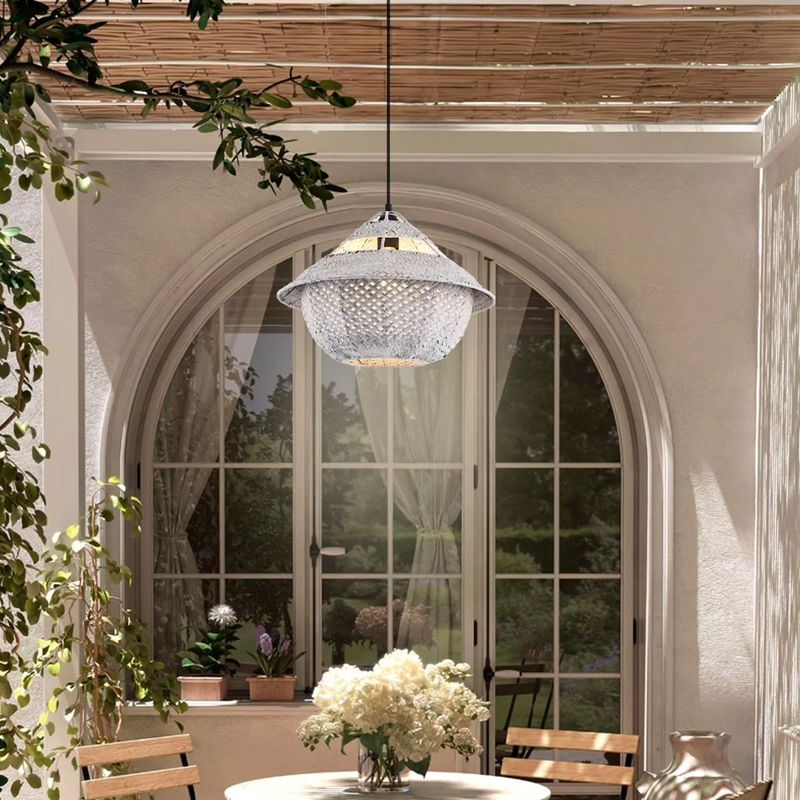Casa si Gradina - Corpuri si surse de iluminat - Lustre si pendule - Candelabru, Opviq, plastic cu ratan, alb, diametru 40 cm, inaltime 120 cm, 701CHD1800 - Infinity.ro
