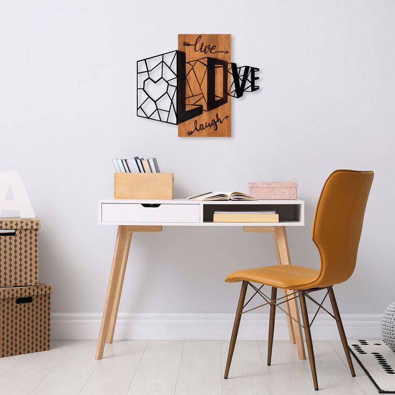 Casa si Gradina - Decoratiuni - Decoratiuni perete - Accesoriu decorativ de perete, Wallxpert, lemn si metal, nuc, negru, 68x58 cm - Infinity.ro
