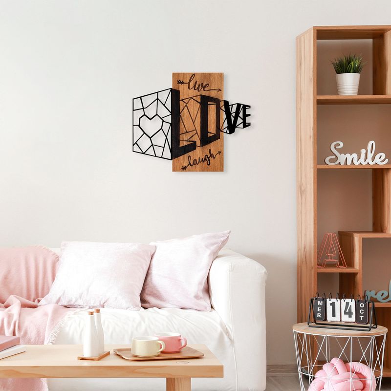 Casa si Gradina - Decoratiuni - Decoratiuni perete - Accesoriu decorativ de perete, Wallxpert, lemn si metal, nuc, negru, 68x58 cm - Infinity.ro