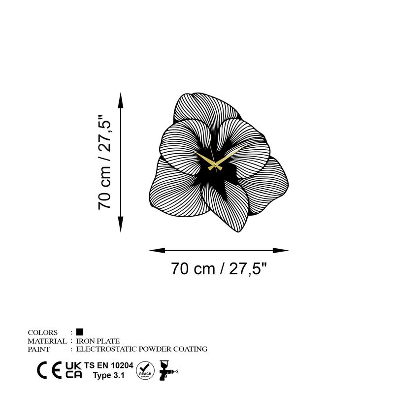 Casa si Gradina - Decoratiuni - Ceasuri - Ceas de perete decorativ, Wallxpert, metal, negru, 70x70 cm, 891TNL3635 - Infinity.ro