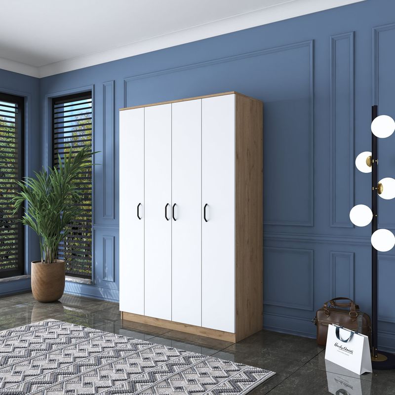 Casa si Gradina - Mobilier - Dulapuri si sifoniere - Sifoniere - Sifonier, Hanah Home, pal melaminat, nuc si alb, 120x47.3x190.8 cm - Infinity.ro