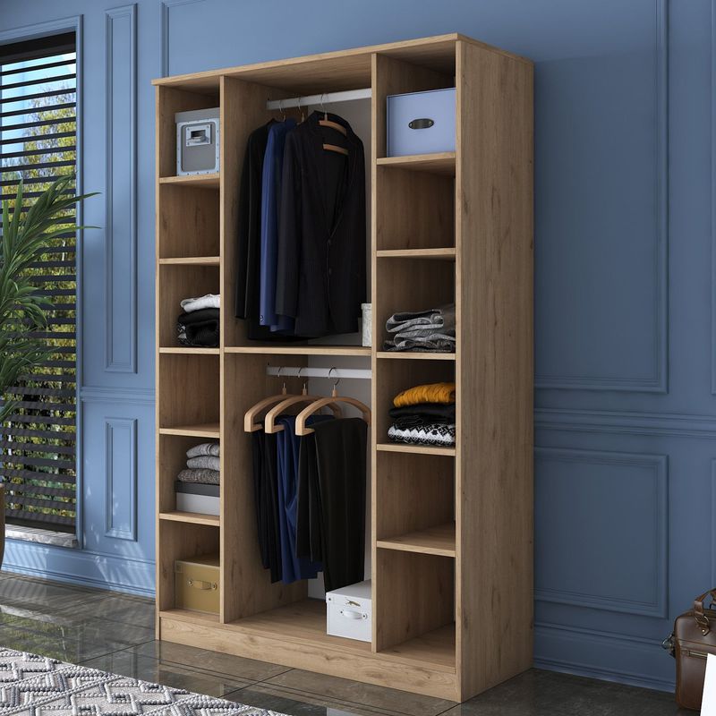 Casa si Gradina - Mobilier - Dulapuri si sifoniere - Sifoniere - Sifonier, Hanah Home, pal melaminat, nuc si alb, 120x47.3x190.8 cm - Infinity.ro