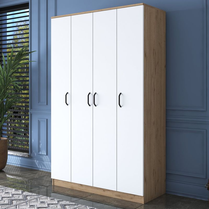 Casa si Gradina - Mobilier - Dulapuri si sifoniere - Sifoniere - Sifonier, Hanah Home, pal melaminat, nuc si alb, 120x47.3x190.8 cm - Infinity.ro