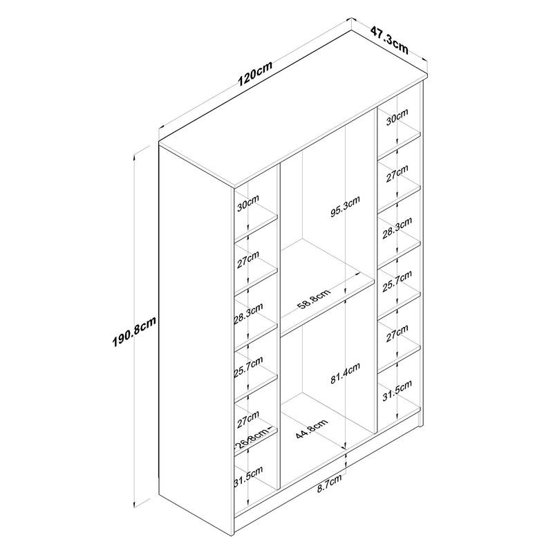 Casa si Gradina - Mobilier - Dulapuri si sifoniere - Sifoniere - Sifonier, Hanah Home, pal melaminat, nuc si alb, 120x47.3x190.8 cm - Infinity.ro