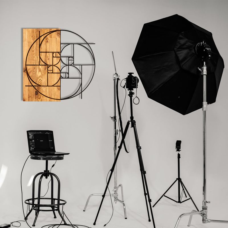 Casa si Gradina - Decoratiuni - Decoratiuni perete - Accesoriu decorativ de perete, Wallxpert, metal, negru si nuc, 57x58 cm - Infinity.ro