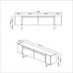 Casa si Gradina - Mobilier - Comode si corpuri - Comode - Comoda tv, Hanah Home, pal melaminat, alb argintiu, 180x50x30 cm - Infinity.ro